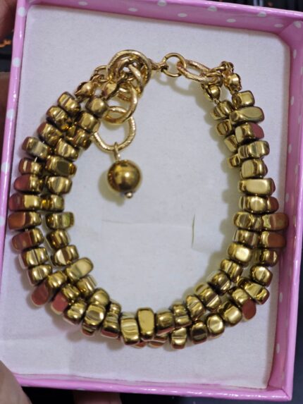 Natural gold hematite bracelet