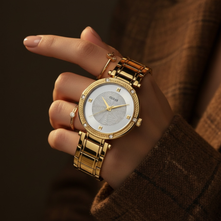 GUESS Ladies’ Gold Crystal Analog original